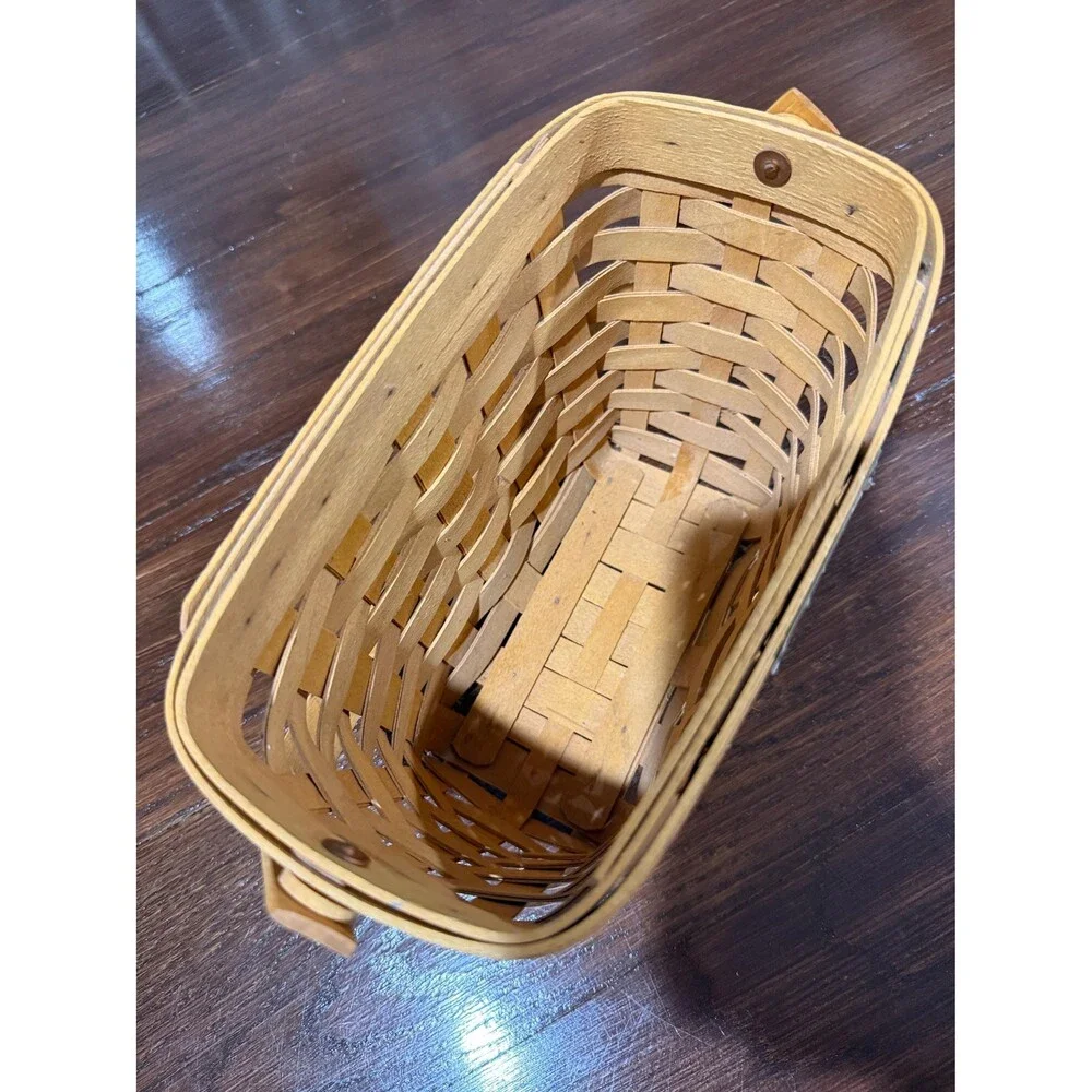 Longaberger 1999 Edition Dresden Tour Basket Wood Swing Handle Metal Plaque Hand